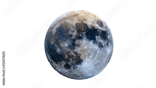 Highly realistic full moon with intricate details and eerie Halloween colors, isolated PNG on transparent background