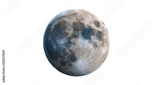 Highly realistic full moon with intricate details and eerie Halloween colors, isolated PNG on transparent background