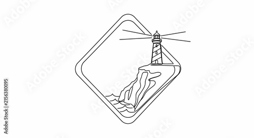 Lighthouse on cliff in diamond shape