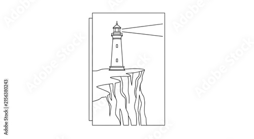Lighthouse on cliff, illustration