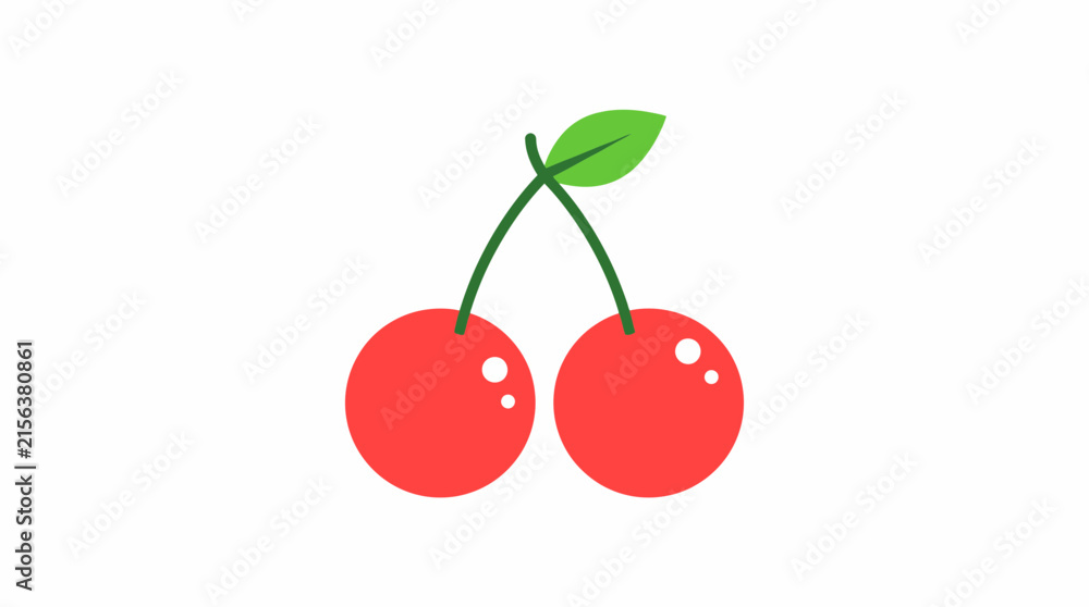 Obraz premium Three red cherry vector icons, sweet berry flat illustration, fruit symbol iconography, delicious sweet food graphic