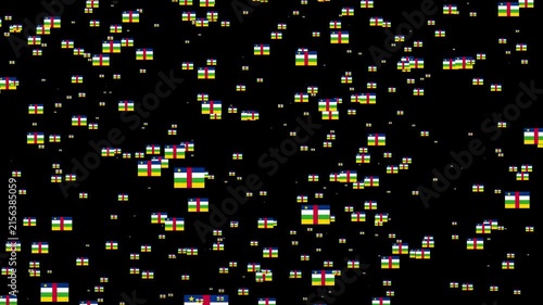 A shower of Central African Republic national flags, Alpha Channel