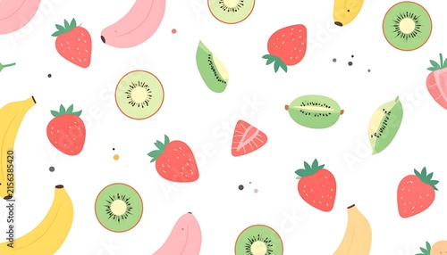 Colorful fruit and vegetable pattern design.