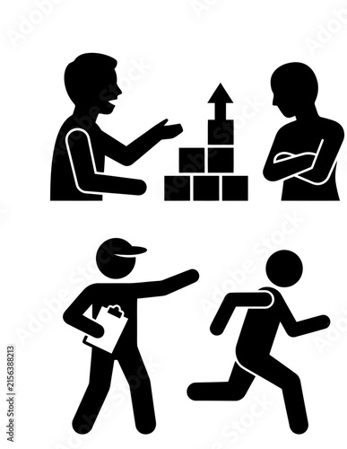Mentorship and coaching icons depicting leadership training and career guidance.