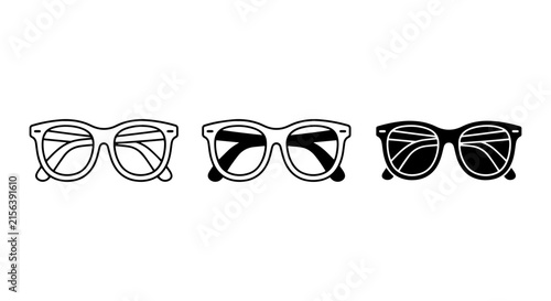 Retro Eyewear Icons, Classic Glasses Styles, Vintage Spectacles Vector Set