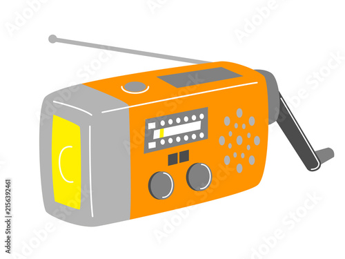 Hand crank emergency radio with flashlight and solar panel／手回し充電ラジオ・防災ラジオ