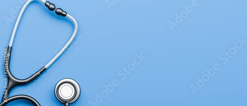 Stethoscope on Blue Background with Copy Space
