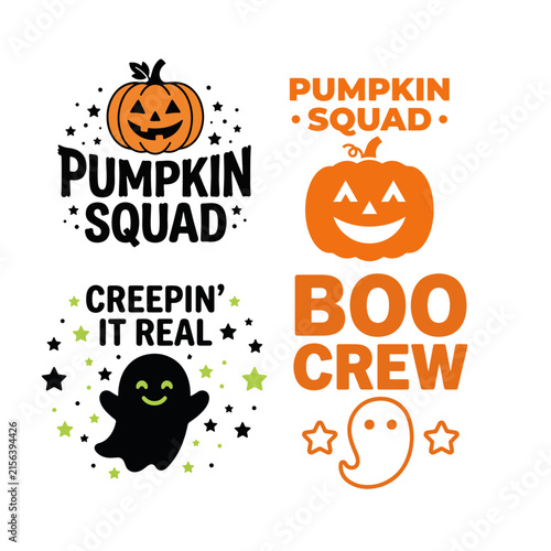 Halloween T-Shirt Design Set – Spooky, Cute and Scary Halloween Typography and Graphic Elements Collection