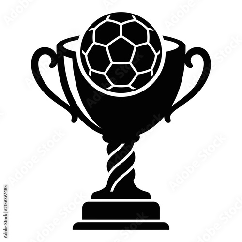 Bild auf Leinwand Trophy cup with soccer ball award symbol