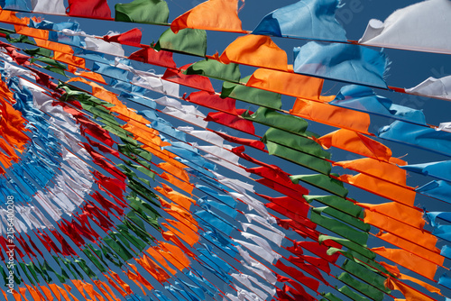 Colorful Prayer Flags Blowing Across Alpine Grassland in Qilian Mountain National Park, China