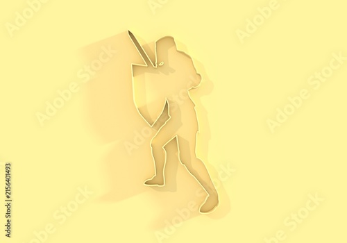 Medieval knight male warrior holding sword and shield. Hero wearing armor. Knight silhouette. For symbol, web icon, mascot and game elements. Protection and security. 3D render.