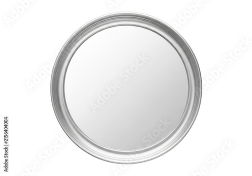 Round silver metal coin or medal template with blank surface isolated on transparent background