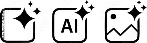 Generative AI logo icon magic sparkle stars symbol , Artificial intelligence sign. Vector ai generated icon blue logo gradient style