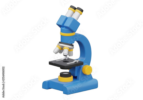 Blue microscope for science laboratory research and biology education isolated on transparent background