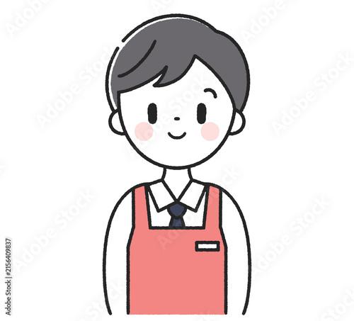 笑顔の男性店員　正面　アイコン