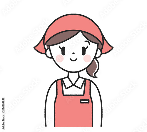 笑顔の女性店員　正面　アイコン