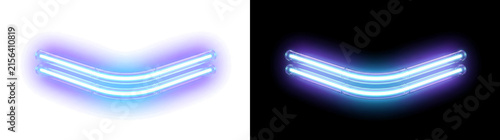 L-shaped neon light barrier with curved corner wrap light effect overlay isolated on transparent background