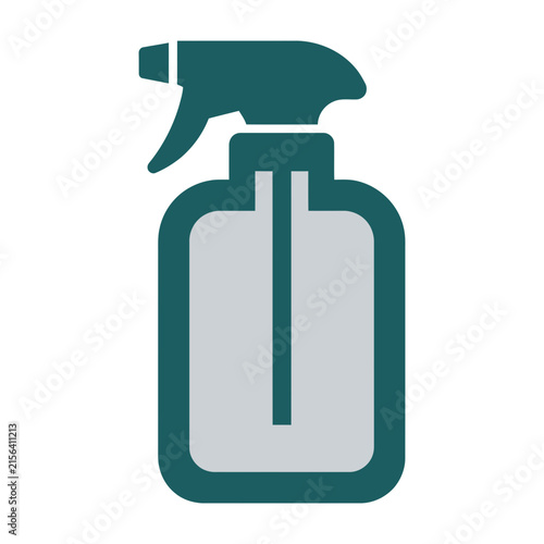 Spray bottle icon in green and gray colors for cleaning or household use