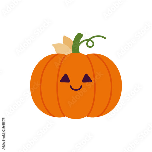 Cute Pumpkin Cartoon Character Illustration, Adorable Pumpkin Fruit Cartoon Design, Cute Orange Pumpkin Character Illustration, Happy Pumpkin Cartoon for Halloween, Funny Pumpkin Character with Leaf, 