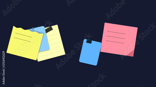 Colorful sticky notes floating in space