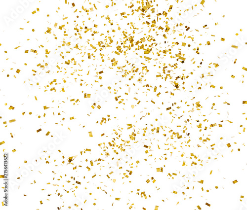 Gold Confetti Falling with Rectangular and Round Pieces, Transparent Background PNG