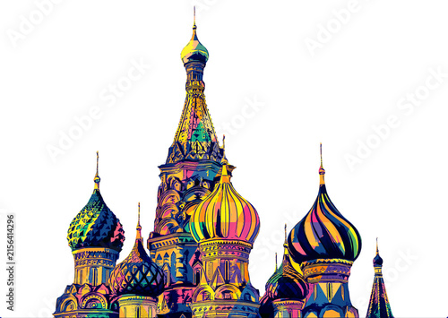 Photography Digital design of Moscow. St. Basil Cathedral on white background