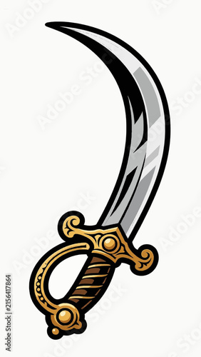 Sharp antique pirate cutlass vector with curved steel blade