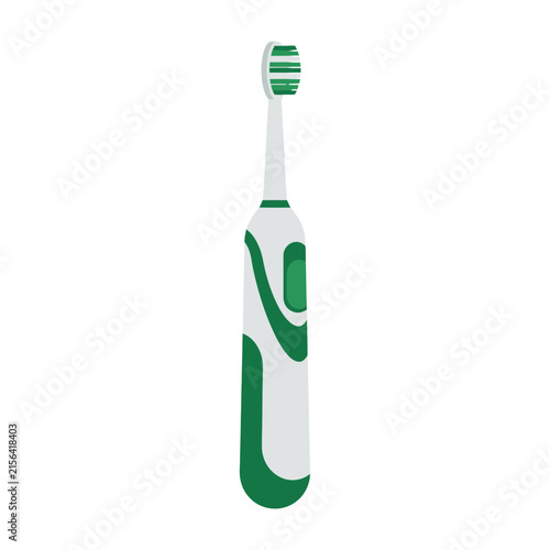 Green electric toothbrush illustration isolated