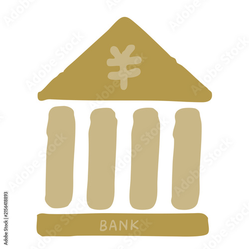 手描き風の銀行の建物イラスト 金融やお金に使えるかわいいビジネス素材