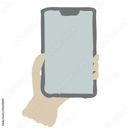 手描き風のスマホを持つ手のイラスト アプリや決済に使えるかわいい素材