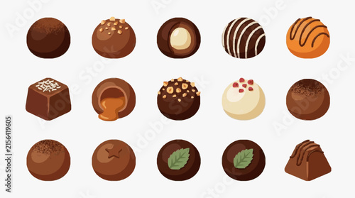 Corporate Gift Assortment Vibrant of 15 Unique Chocolate Truffles with Varied Toppings and Flavors