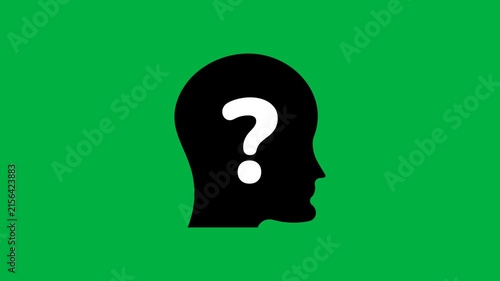 Anonymous Person Profile Human Head Silhouette With Question Mark Loop Animation. User Identity Unknown Symbol Isolated On Green Screen Chroma Key Background. 4k Motion Graphics Video Footage