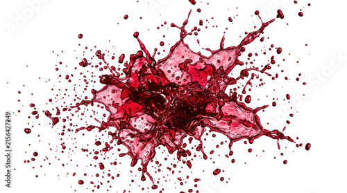 Red berry sauce or juice splash isolated on transparent background