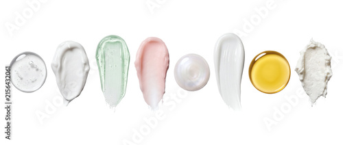 Cosmetic cream texture smears set isolated on transparent background. Skincare lotion swatches cutout. art art art art art art art art art high quality 3d realistic design element collection.