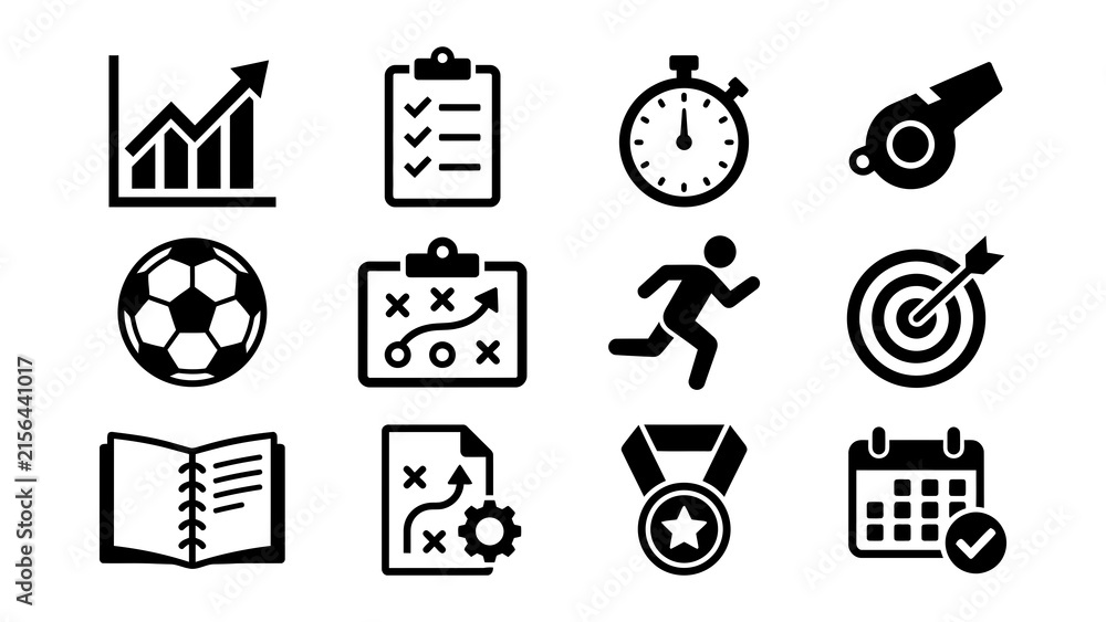 Obraz premium Flat icons set of goals and achievements