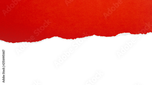 Sloping torn red paper edge on transparent background