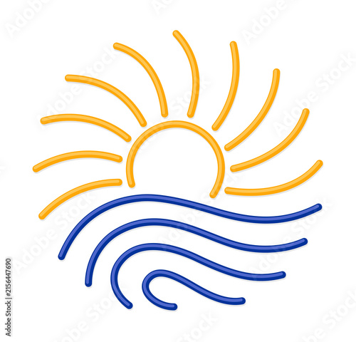 A sun dawn symbol in the sea.
