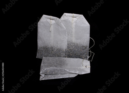 tea bag isolated on black background