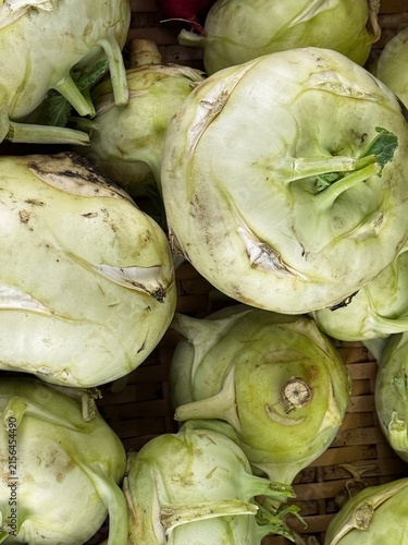 Canvastavla Fresh kohlrabi on display at a local market