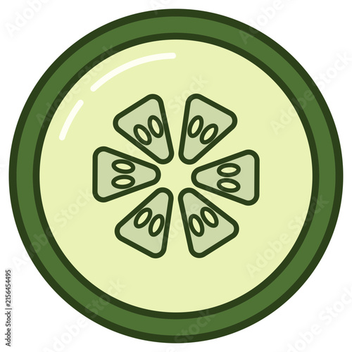 Sliced Cucumber Vector Illustration 