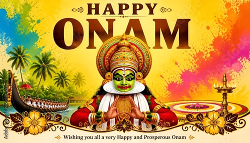 easy to edit vector illustration of Happy Onam holiday for South India festival background