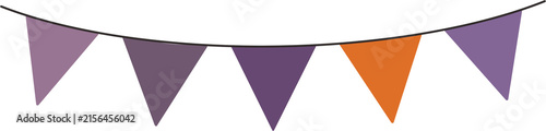 Fotografie Orange and Purple Halloween Bunting Banner Flat Vector Illustration