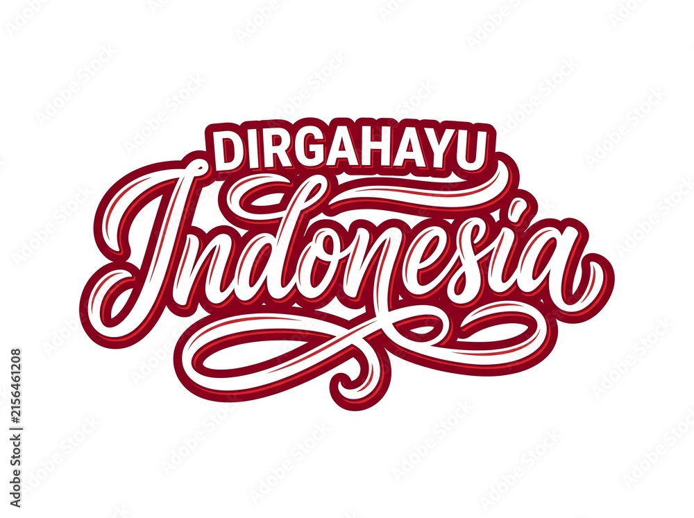 Obraz premium Dirgahayu Indonesia Typography Text Effect with Indonesian Flag Colors for Independence Day Banner