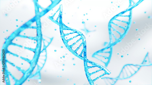 Elegant visualization of DNA molecular structure in a crystal clear style. Ideal for cosmetic innovation, skincare ads, genetic science, and luxury medical presentations.