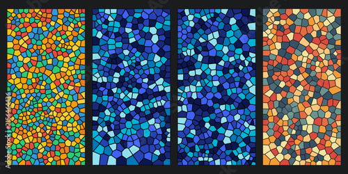 Foto Abstract Mosaic Backgrounds Featuring Vibrant Color Palettes and Geometric Tesse