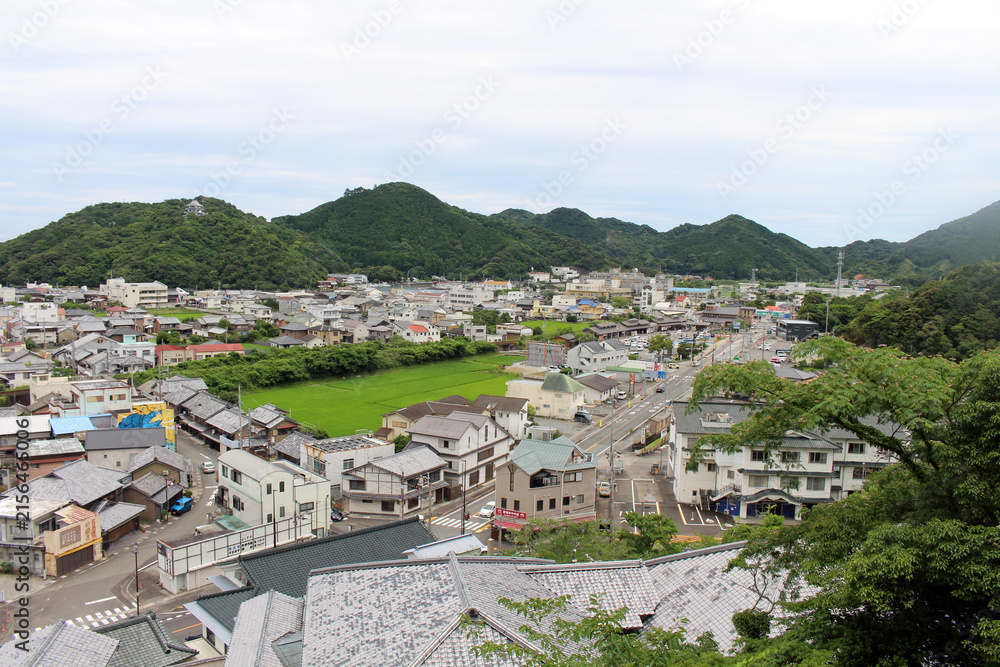 Fototapeta premium Coastal Town View and Hiwasa Port in Minami on Shikoku Henro Pilgrimage Route, Tokushima, Japan 2026