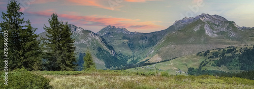 Le mont Caly in Haute-Savoie, in the summer, sunset