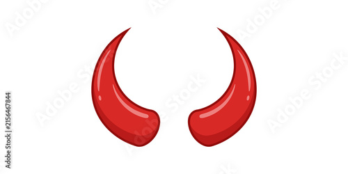 Red devil horns pair for festive costume graphics and halloween character design.
