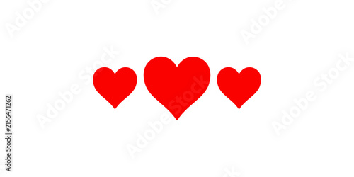Konstfotografi Three red hearts icon collection representing love and romance for social media