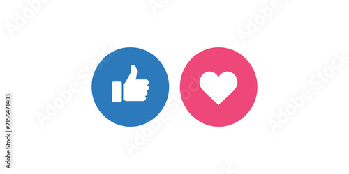 Photography Social media engagement buttons with thumbs up like and heart reaction icons